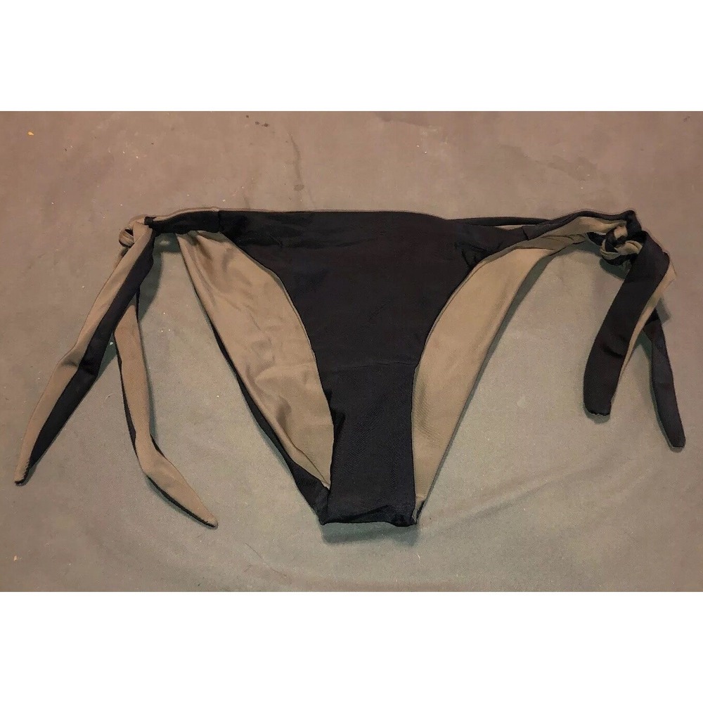 GRAND EVEREST SWIM BIKINI BOTTOMS WOMENS SZ MEDIUM‎ BLACK GREEN REVERSIBLE